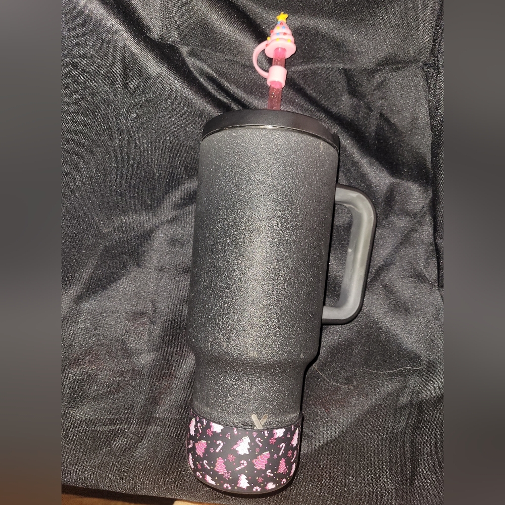 Black and Pink Travel Mug with Handle
